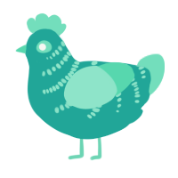 A turquoise and mint chicken with a half-bar pattern