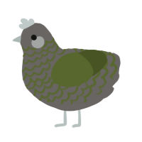 A grey and olive chicken with a lace pattern