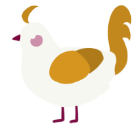 A white and ochre chicken