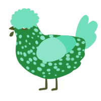 A viridian and mint chicken with a speckle pattern
