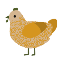 A beige and ochre chicken with a double-lace pattern