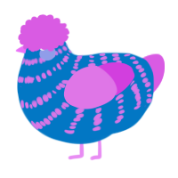 A sapphire and orchid chicken with a bar pattern