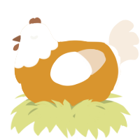A orange and cream chicken with a head pattern