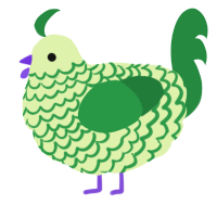 A apple and viridian chicken with a lace pattern
