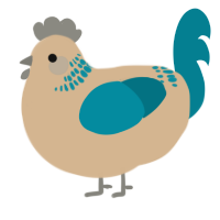 A beige and sea chicken with a neck-band pattern