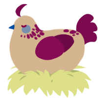 A beige and wine chicken with a neck-speckle pattern