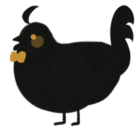 A black chicken with a speckle pattern