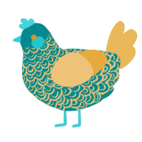 A teal and honey chicken with a double-lace pattern