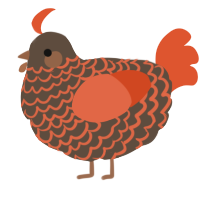 A bark and vermilion chicken with a lace pattern