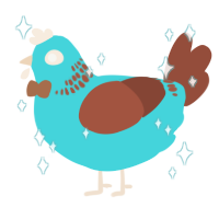 A aqua and russet chicken with a neck-band pattern