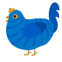 A sapphire and ultramarine chicken with a bar pattern