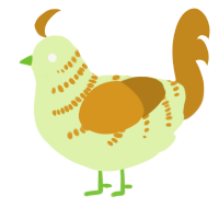 A apple and ochre chicken with a half-bar pattern