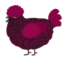 A sable and maroon chicken with a double-lace pattern
