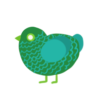 Jade, a viridian and turquoise chicken with a lace pattern