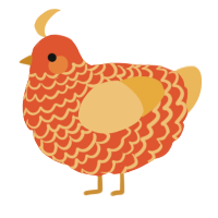 A vermilion and honey chicken with a lace pattern