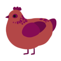 A red and wine chicken with a neck-speckle pattern