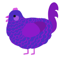A indigo and violet chicken with a lace pattern