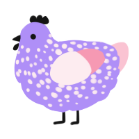 A lilac and rose chicken with a speckle pattern