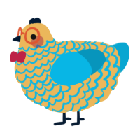 A honey and cerulean chicken with a lace pattern