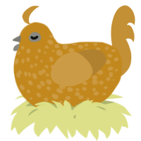 A ochre and gold chicken with a speckle pattern