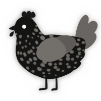 A black and grey chicken with a speckle pattern