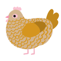 A beige and ochre chicken with a lace pattern