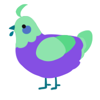 A blurple and spring chicken with a head pattern