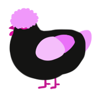 A black and lavender chicken