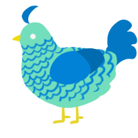 A mint and sapphire chicken with a lace pattern