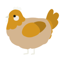 A beige and ochre chicken with a head pattern