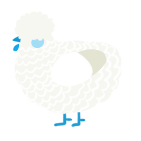 A white chicken with a lace pattern