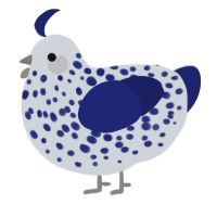 A mist and navy chicken with a speckle pattern