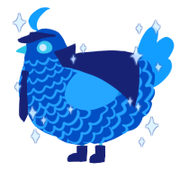A ultramarine and sky chicken with a lace pattern