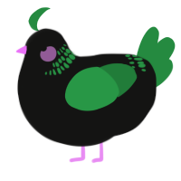 A black and viridian chicken with a neck-band pattern