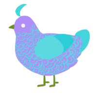 A lilac and aqua chicken with a double-lace pattern