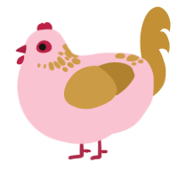 patchy, a rose and gold chicken with a neck-speckle pattern