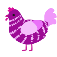 A plum and lavender chicken with a bar pattern