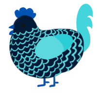 A tumblr and aqua chicken with a lace pattern