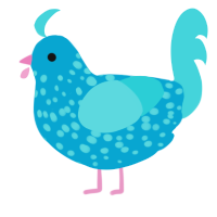 A cerulean and aqua chicken with a speckle pattern