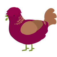 A maroon and brown chicken with a neck-band pattern