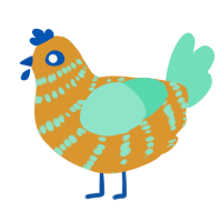 A orange and mint chicken with a bar pattern