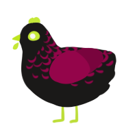 A sable and maroon chicken with a half-lace pattern
