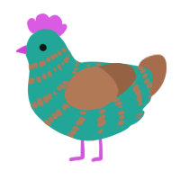 A turquoise and brown chicken with a bar pattern