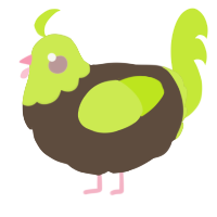 A bark and lime chicken with a head pattern
