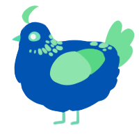 A ultramarine and spring chicken with a neck-speckle pattern