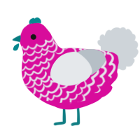 A fuchsia and mist chicken with a lace pattern