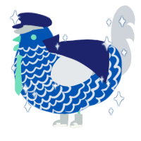 A ultramarine and mist chicken with a lace pattern