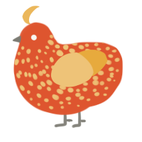 A vermilion and honey chicken with a speckle pattern