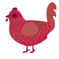 A crimson and red chicken with a lace pattern