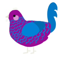 A plum and sapphire chicken with a lace pattern